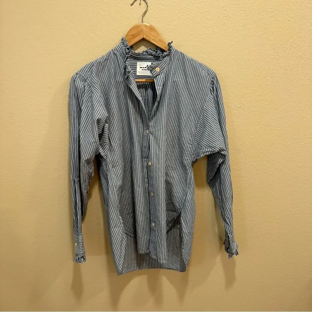 Isabel Marant Etoile Blue White Striped Blouse Top Small